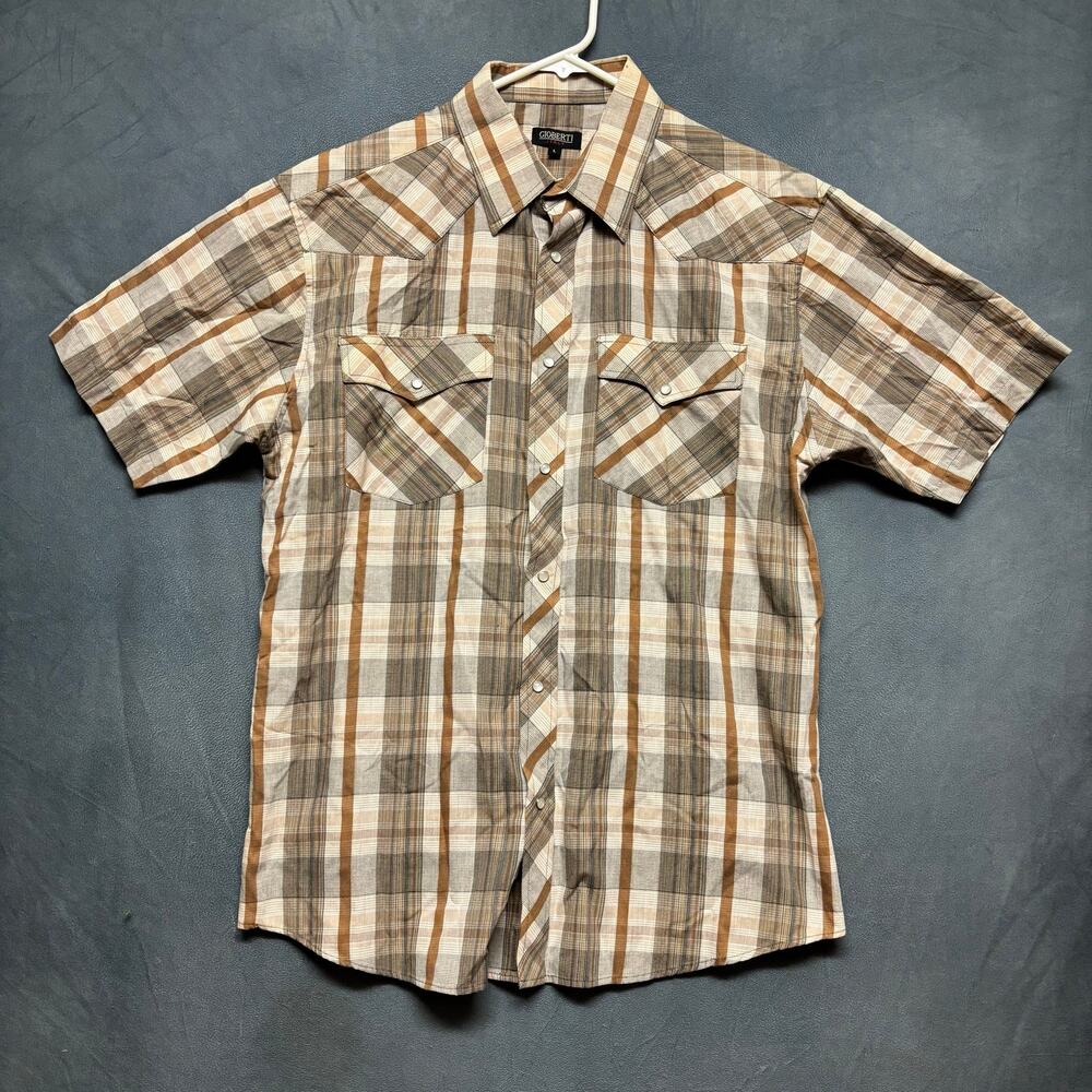 Gioberti Italy Western Pearl Snap Plaid Shirt Mens Large Y2K Cowboy Rockabilly
